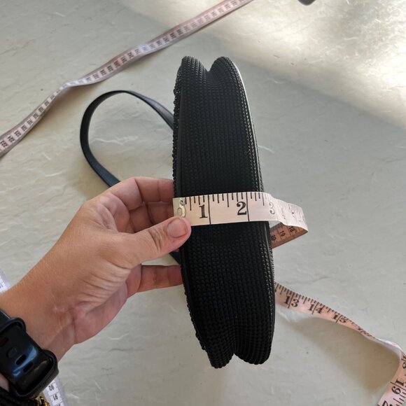 Steve Madden Black Nylon Rhinestone Crystal Baguette Shoulder Bag - Picture 10 of 13